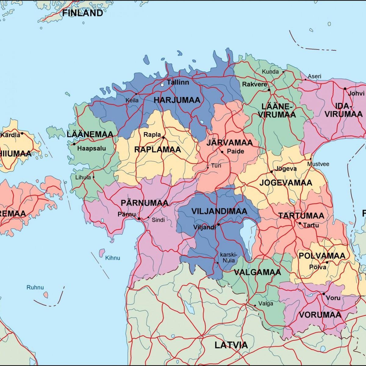 Estonya haritası siyasi