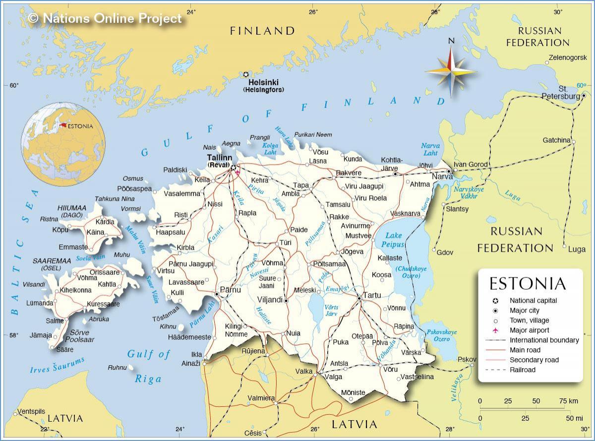 Estonya haritası ülke